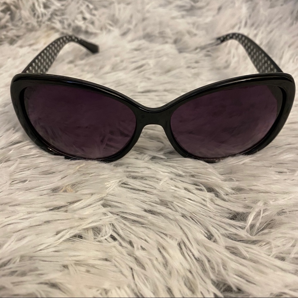 Black Sunglasses with Inner Polka Dot Print